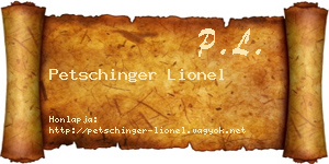 Petschinger Lionel névjegykártya